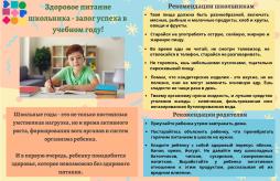 Здоровое питание школьника - залог успеха в учебном году!